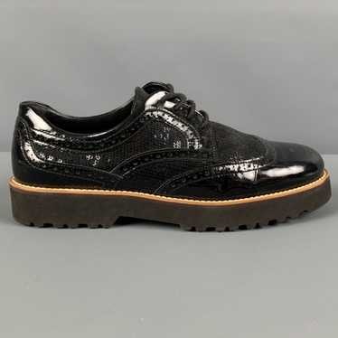 Hogan HOGAN Size 7.5 Black Perforated Patent Leat… - image 1