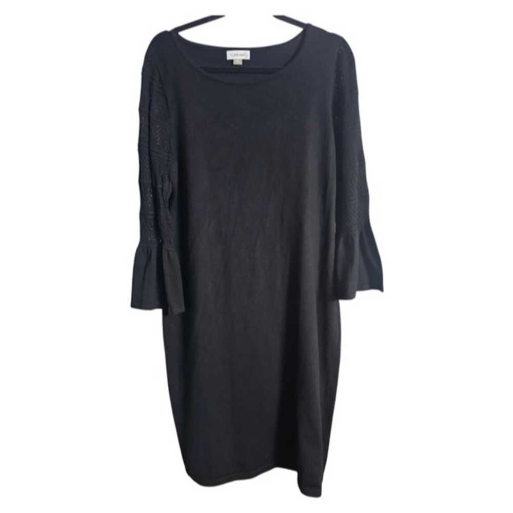 CALVIN KLEIN Black Bell Sleeve Sweater Dress - Si… - image 1