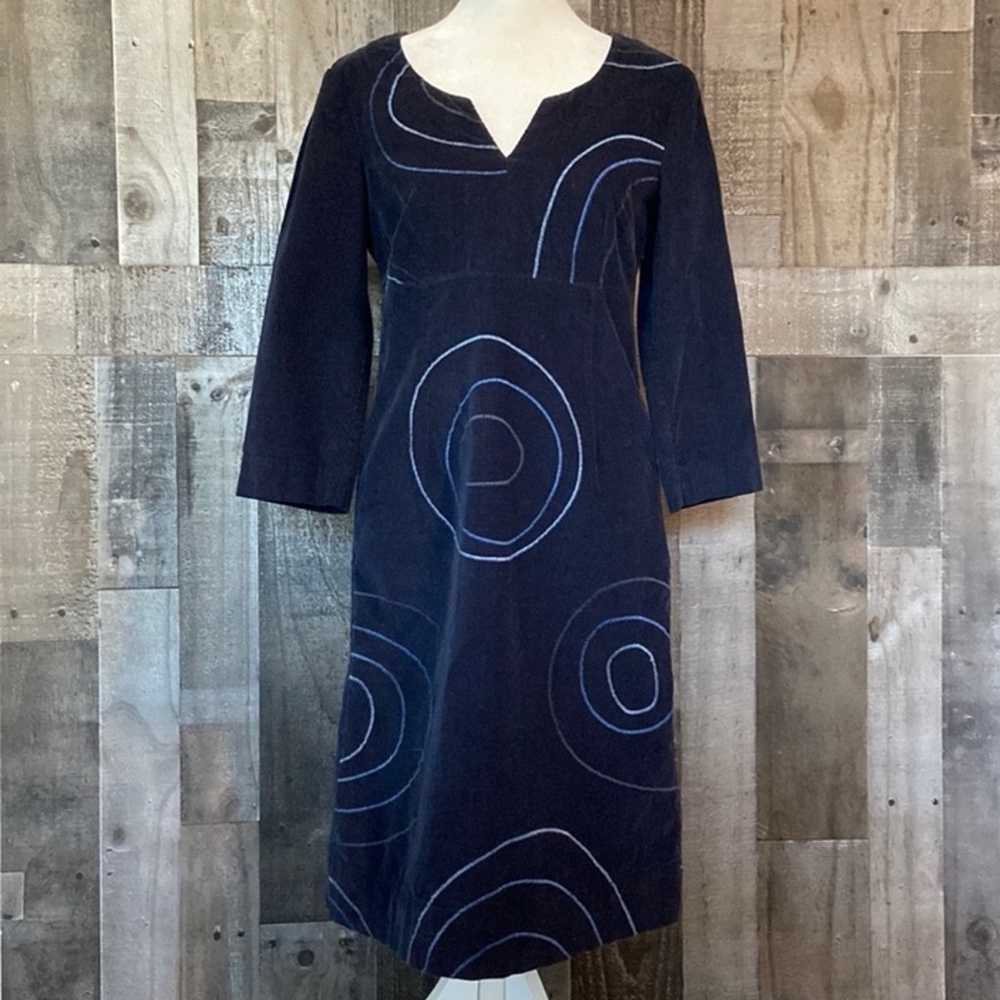 Boden navy corduroy midi dress small 3/4 sleeves … - image 12