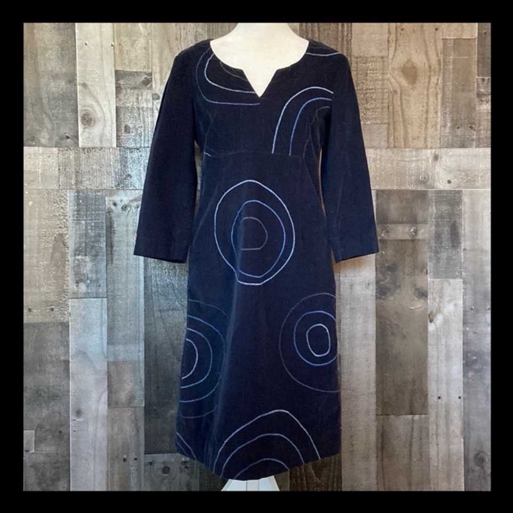 Boden navy corduroy midi dress small 3/4 sleeves … - image 1