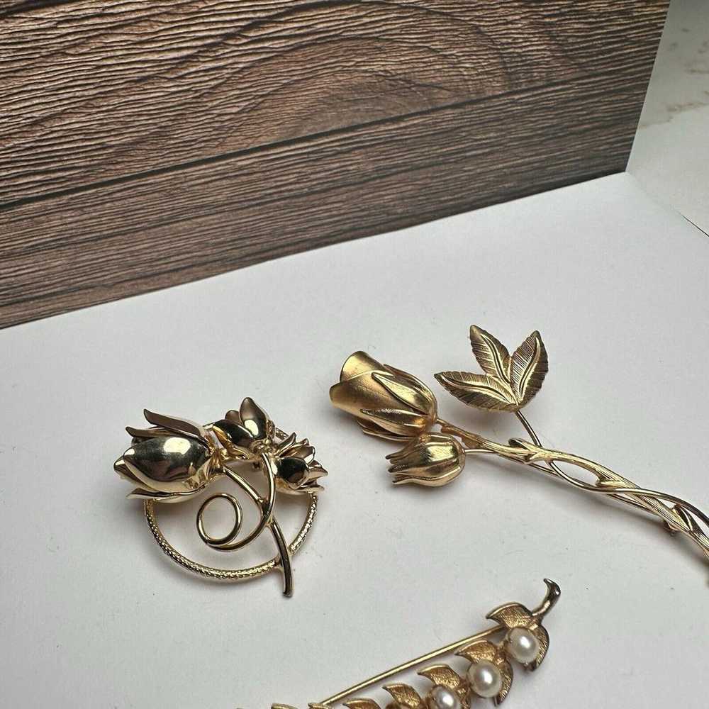 Flowers, Rose Stem, Faux Pearl Leaf Branch Gold T… - image 7