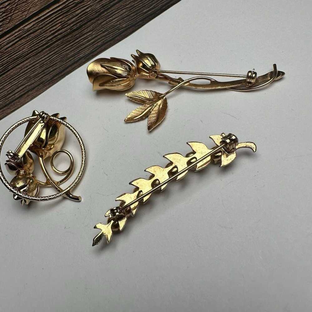 Flowers, Rose Stem, Faux Pearl Leaf Branch Gold T… - image 9