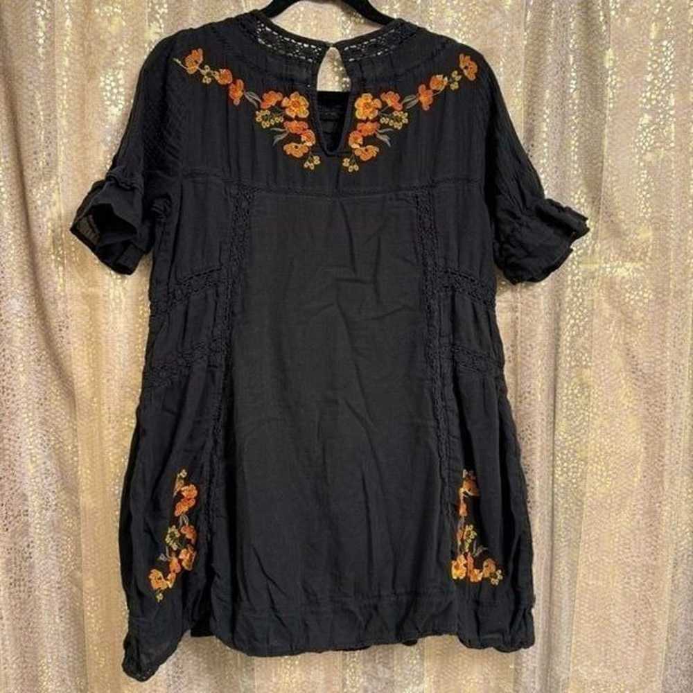 Free People Perfectly Victorian Black Orange Embr… - image 2