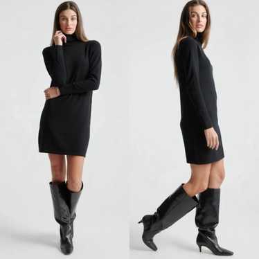 Quince Cashmere Turtleneck Sweater Dress In Black… - image 1