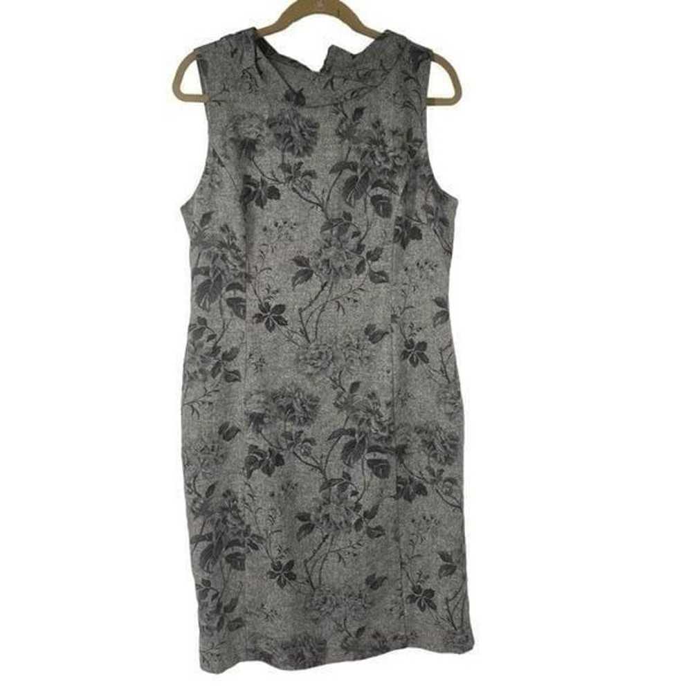 Talbots Gray Tones Rose Floral Wool Blend Sheath … - image 1