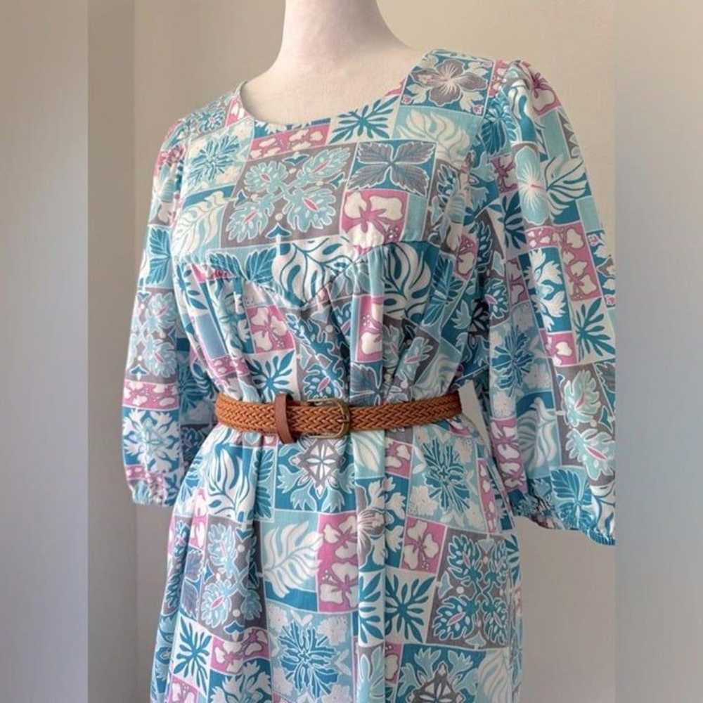 Vintage ‘70s Patchwork Print 3/4 Sleeve Dress - image 3