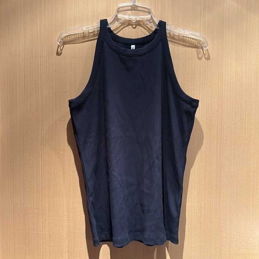 Paper Label Women's Navy High Neck Ribbed Tank an… - image 2