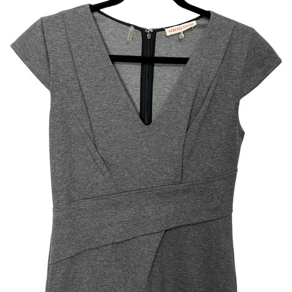 Rebecca Taylor Sheath Dress Gray Angled Waist Det… - image 2