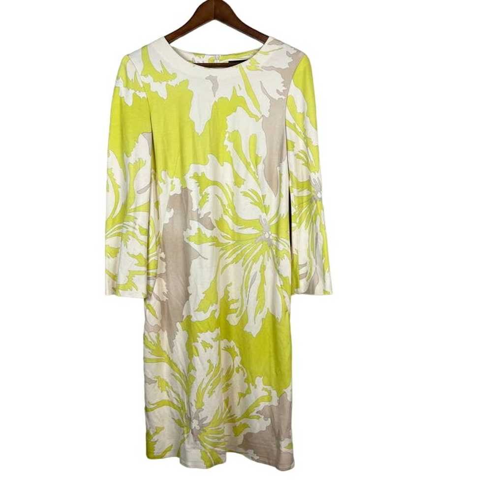 Marc Cain Floral Shift Dress Long Sleeve Mod Prin… - image 1