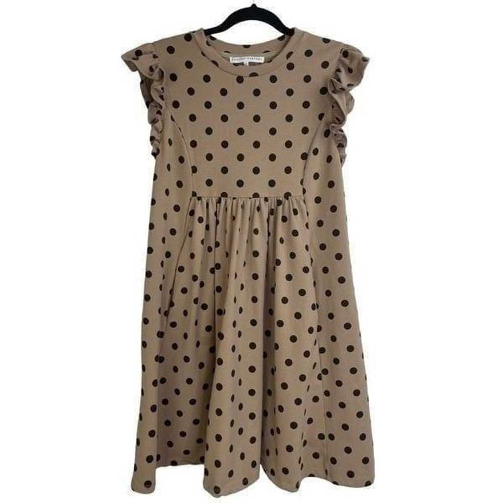 English Factory Brown Flutter Sleeve Dotted Babyd… - image 1