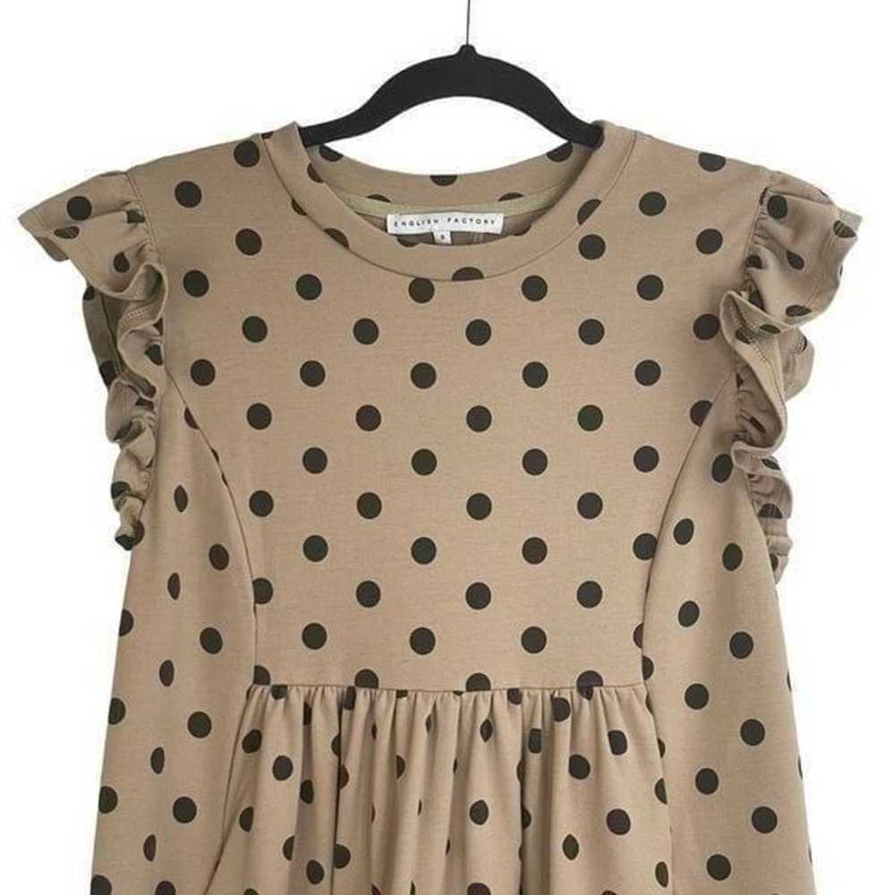 English Factory Brown Flutter Sleeve Dotted Babyd… - image 4