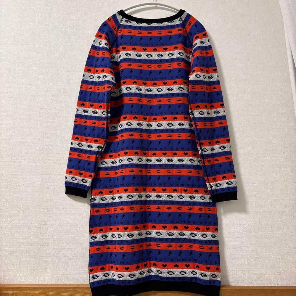 ☆Kansai Yamamoto knit dress, flashy, striped - image 9