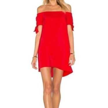 Amanda Uprichard Desiree Silk Red Off Shoulder Mi… - image 1