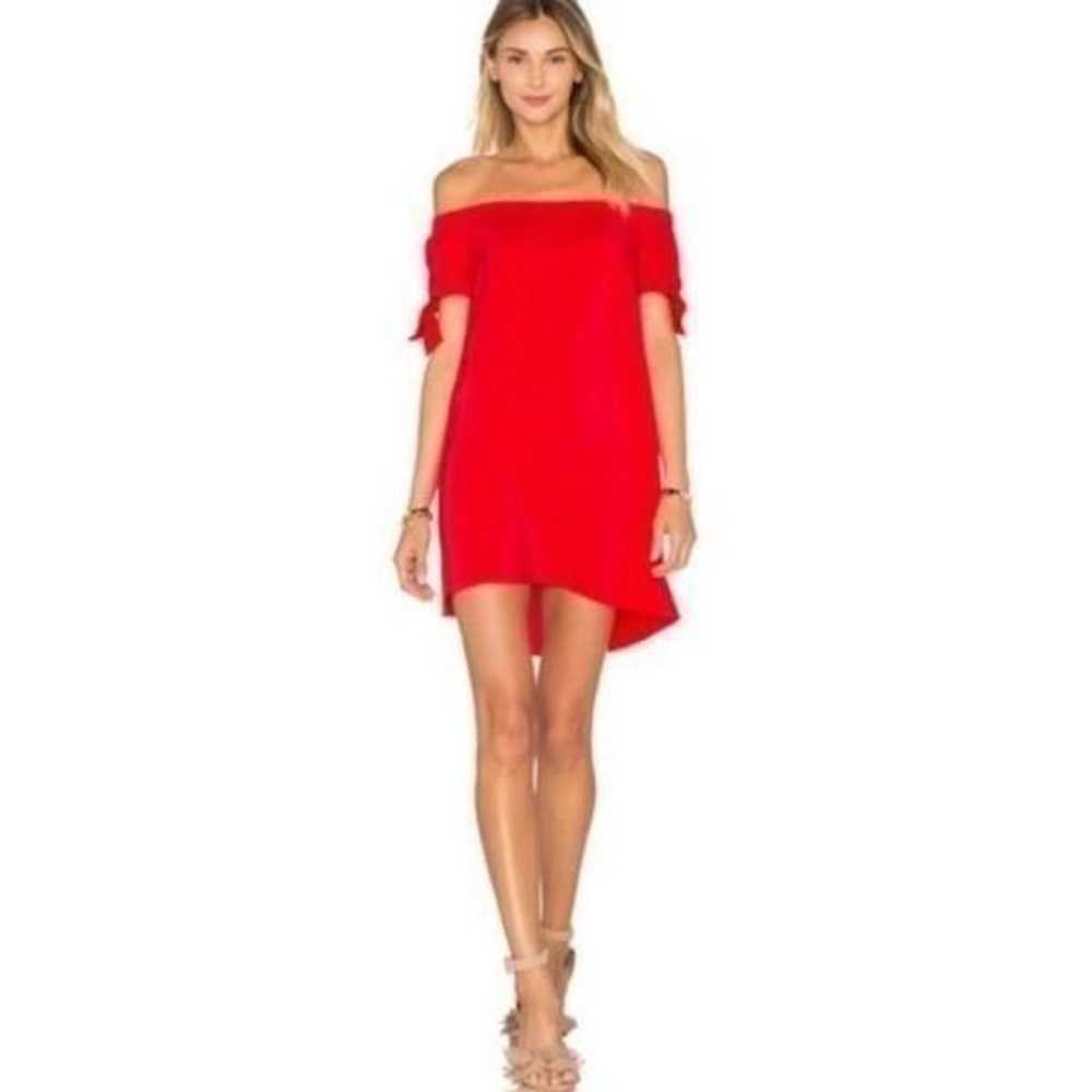 Amanda Uprichard Desiree Silk Red Off Shoulder Mi… - image 2