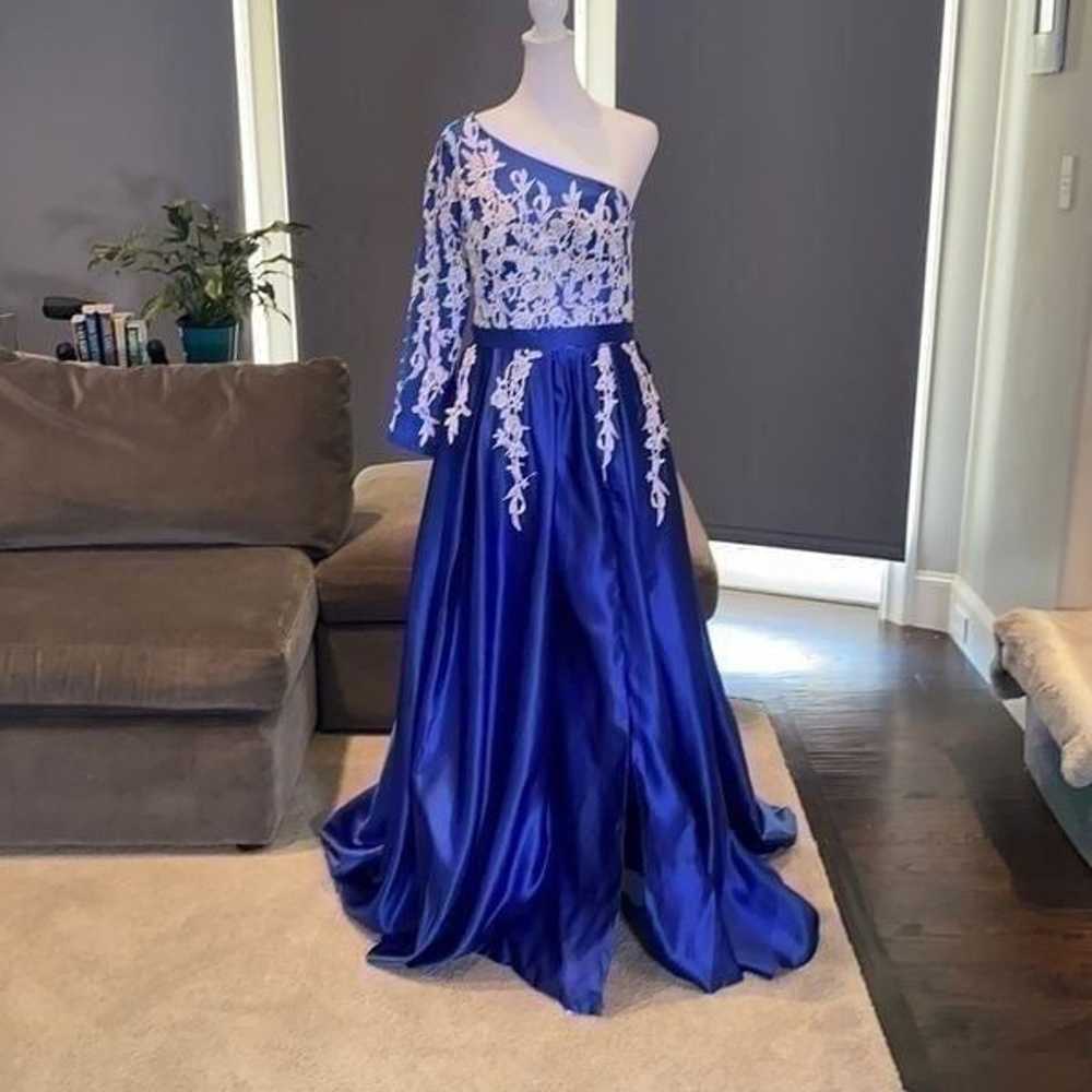 Women’s One Shoulder Full Length Blue Prom Party … - image 1