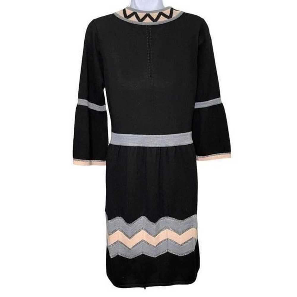 Milly Chevron Knit Split Neck Fit Flare Dress Siz… - image 3