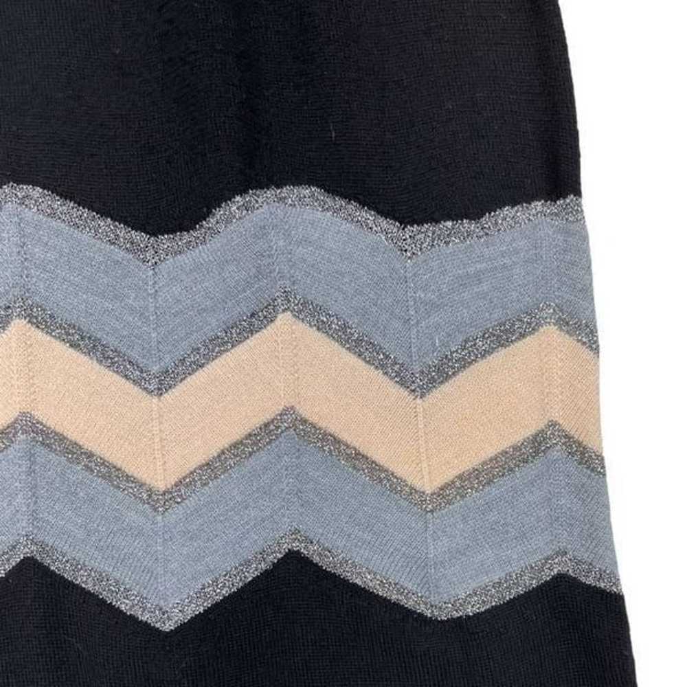 Milly Chevron Knit Split Neck Fit Flare Dress Siz… - image 7