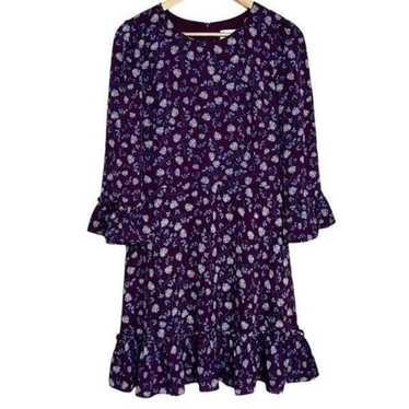 Eliza J Long Sleeve Floral & Ruffle Midi Dress Pu… - image 1