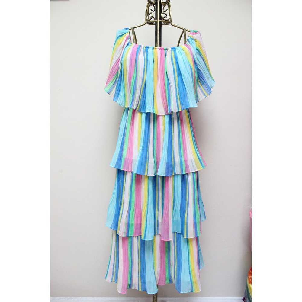 Lulus Rainbow Colorful Gala Ready Ruffle Striped … - image 2