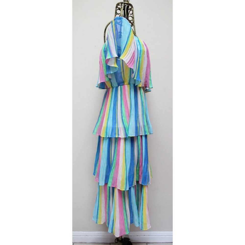 Lulus Rainbow Colorful Gala Ready Ruffle Striped … - image 3