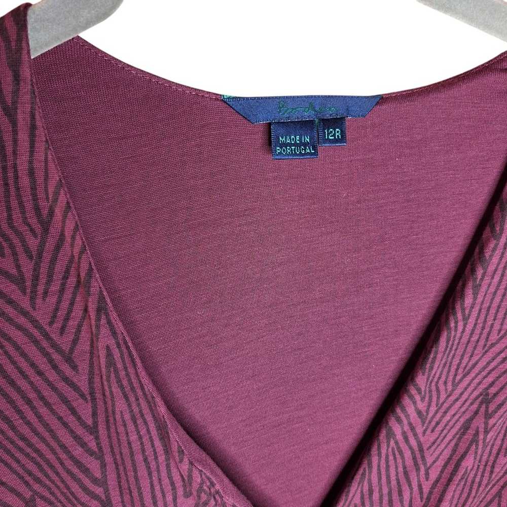 Boden Womens geometric stripe maroon v neck faux … - image 5