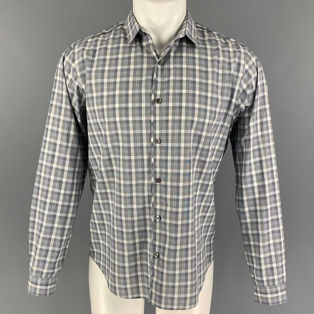 Theory THEORY Grey White Plaid Cotton Long Sleeve… - image 1