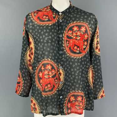 Gucci GUCCI Gray Red Khaki Print Cotton Nehru Coll