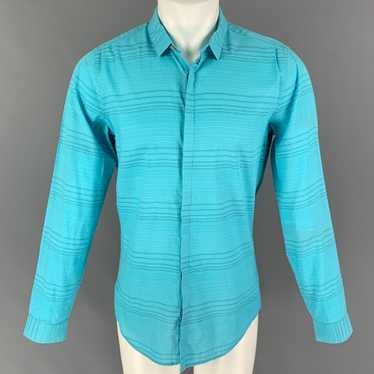 Calvin Klein CALVIN KLEIN Size M Aqua Grid Button… - image 1