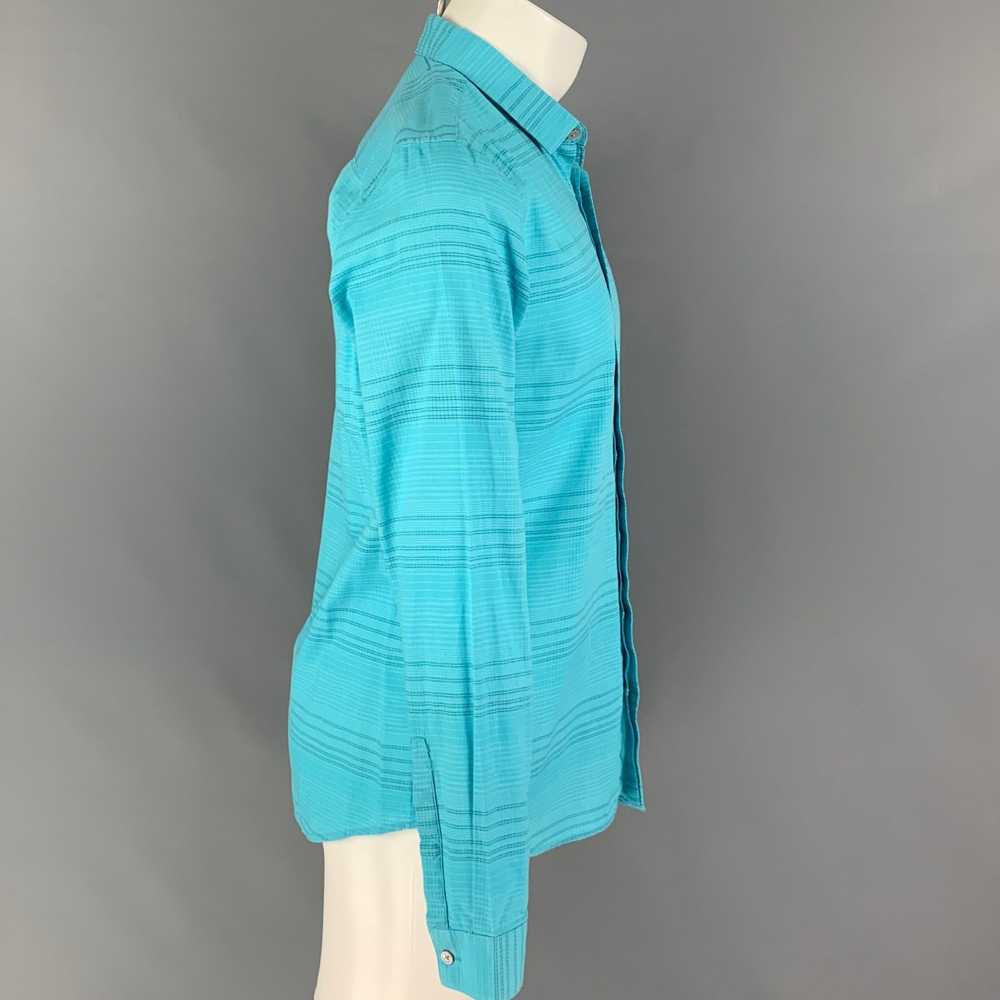 Calvin Klein CALVIN KLEIN Size M Aqua Grid Button… - image 2