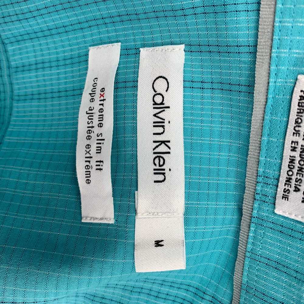 Calvin Klein CALVIN KLEIN Size M Aqua Grid Button… - image 5