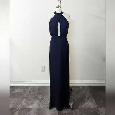 Lulus Halter Cutout Bast Chiffon Maxi Dress Navy … - image 1