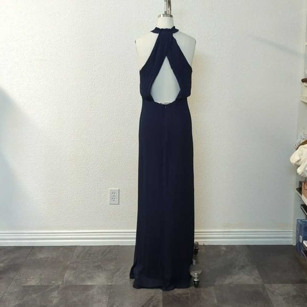 Lulus Halter Cutout Bast Chiffon Maxi Dress Navy … - image 2