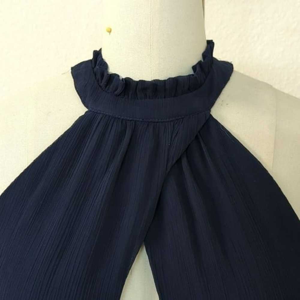 Lulus Halter Cutout Bast Chiffon Maxi Dress Navy … - image 5