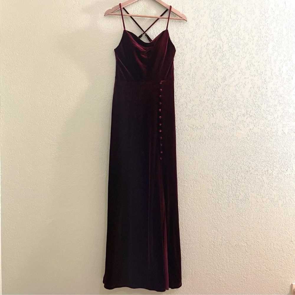 Revelry Velvet Formal Long Dress Sz 4 Side Slit C… - image 1