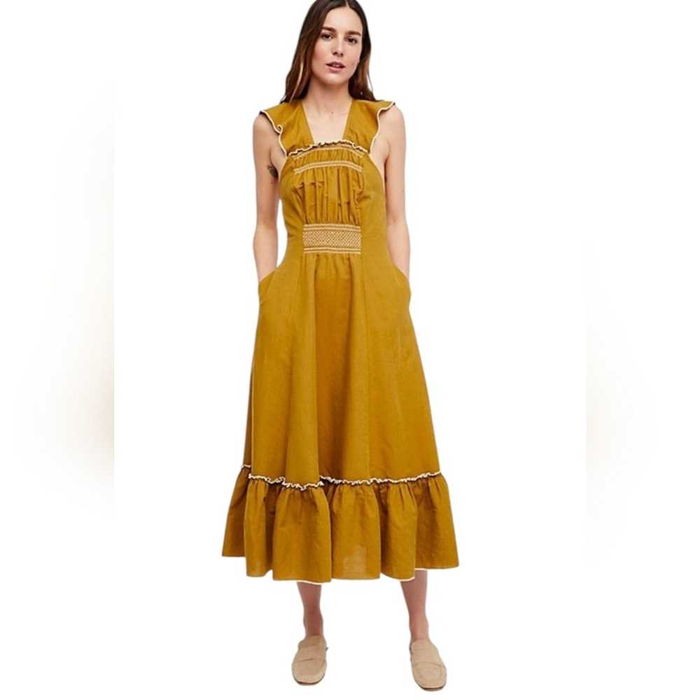 Free People Anika Midi Linen Dress Small - image 6