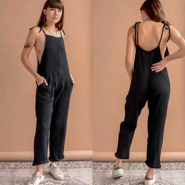 Stillwater Some Beachy Overalls Black Gauze Spagh… - image 1