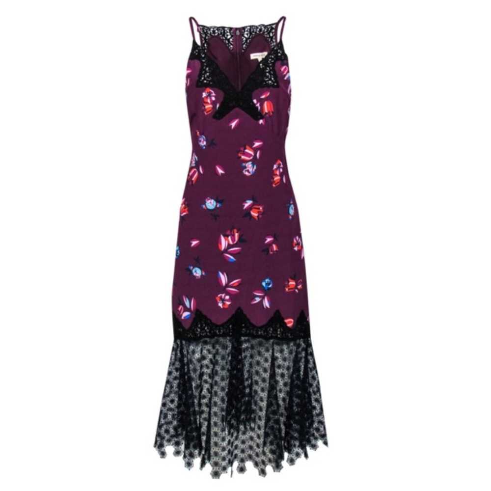 Rebecca Taylor Plum Floral Print Silk Midi Dress … - image 2