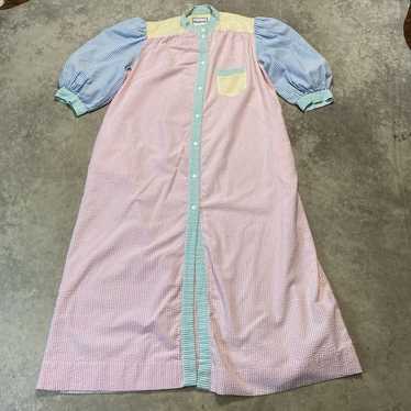 Saybury House Dress Womens Medium Blue Pink Seers… - image 1