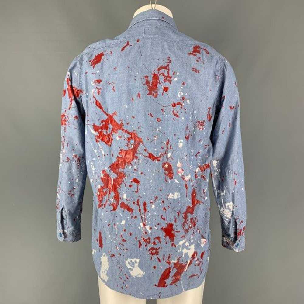 Needles NEEDLES Size M Blue Red & White Paint Spl… - image 3