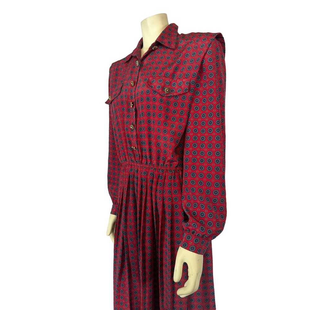 Vintage 80’s Leslie Fay Dress in red with navy ci… - image 5