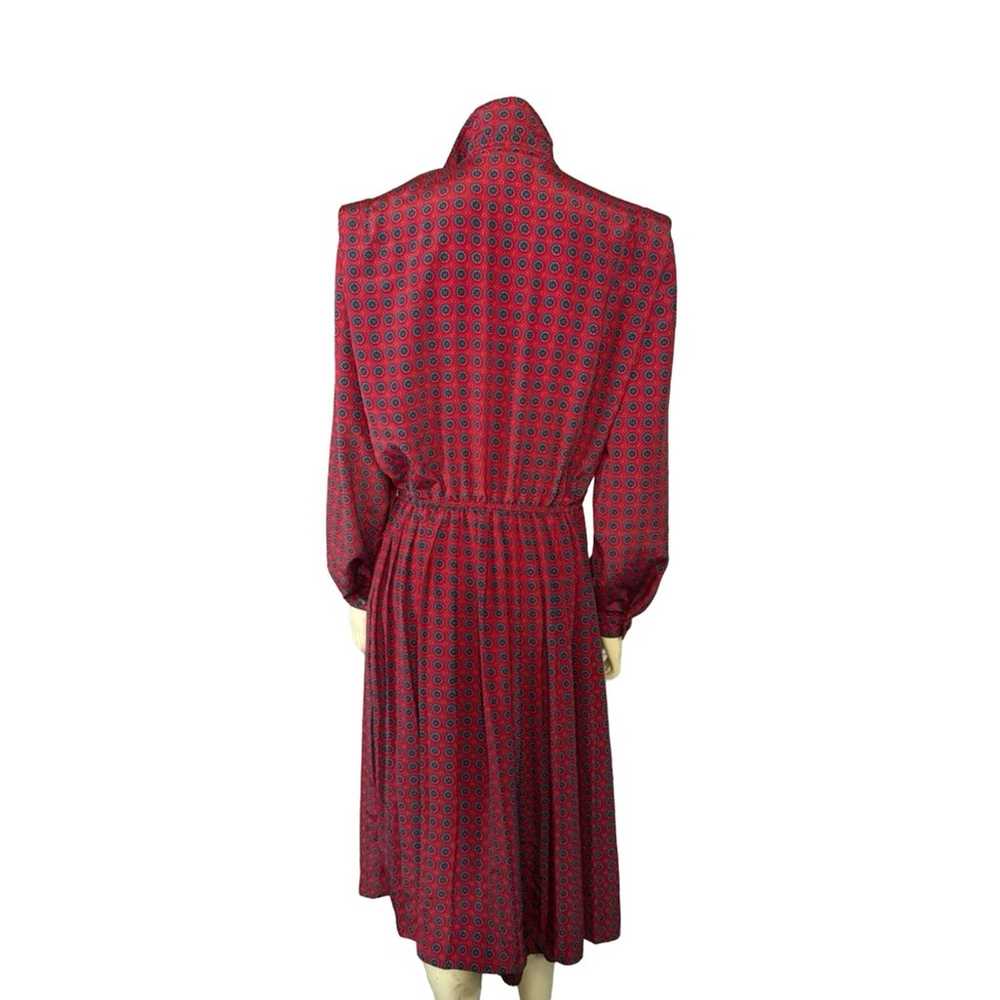 Vintage 80’s Leslie Fay Dress in red with navy ci… - image 7