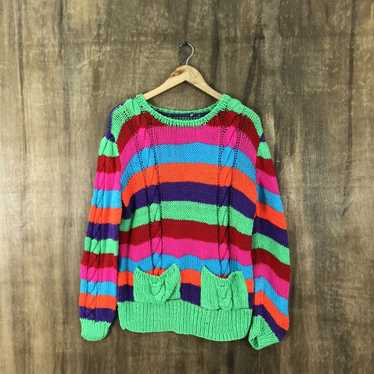 Coloured Cable Knit Sweater × Handmade × Streetwe… - image 1