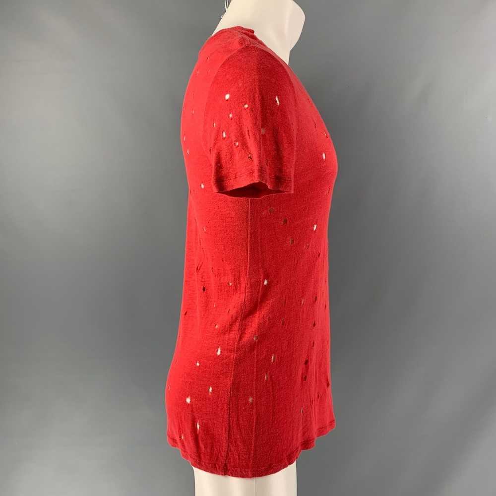 Iro IRO Size S Red Distressed Linen Crew-Neck T-s… - image 2