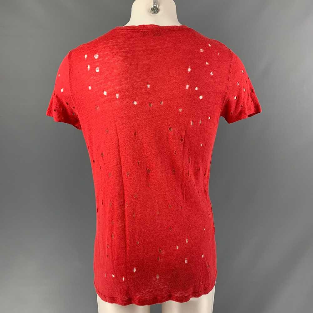 Iro IRO Size S Red Distressed Linen Crew-Neck T-s… - image 3