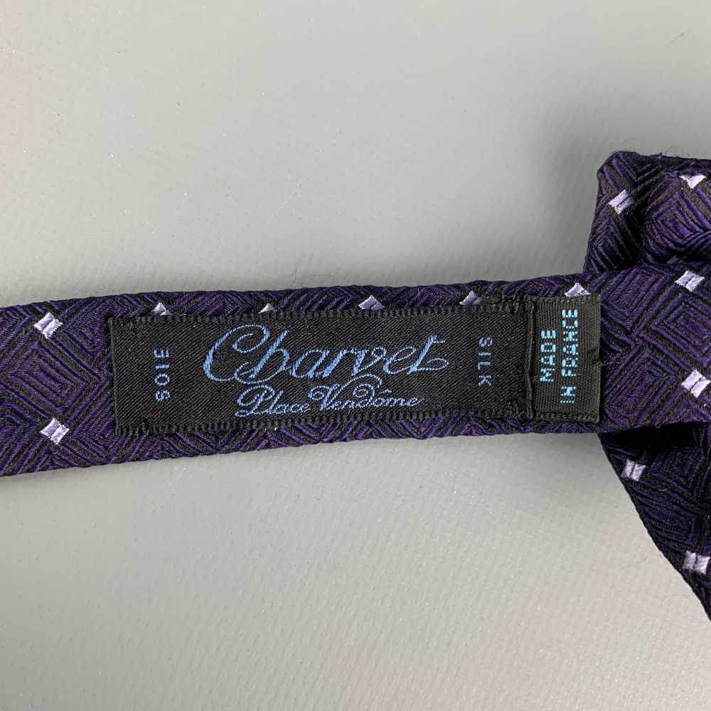 Charvet CHARVET Purple & White Squares Silk Bow T… - image 4