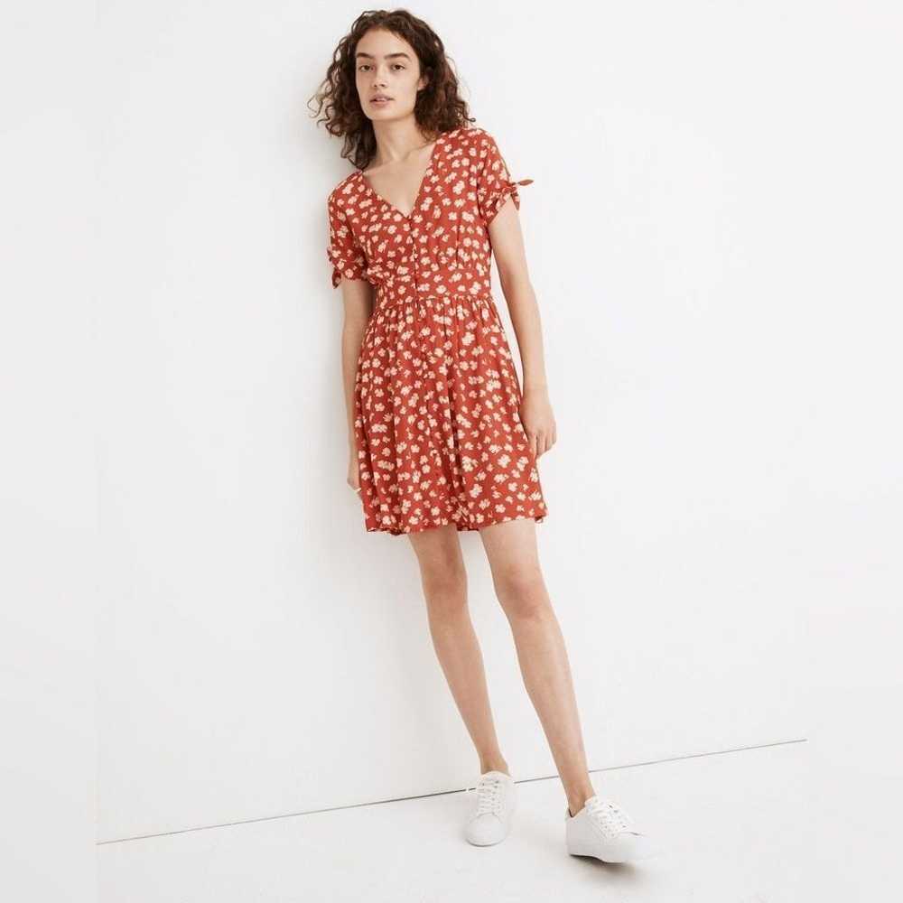 Madewell Button-Front Tie-Sleeve Retro Dress in H… - image 1