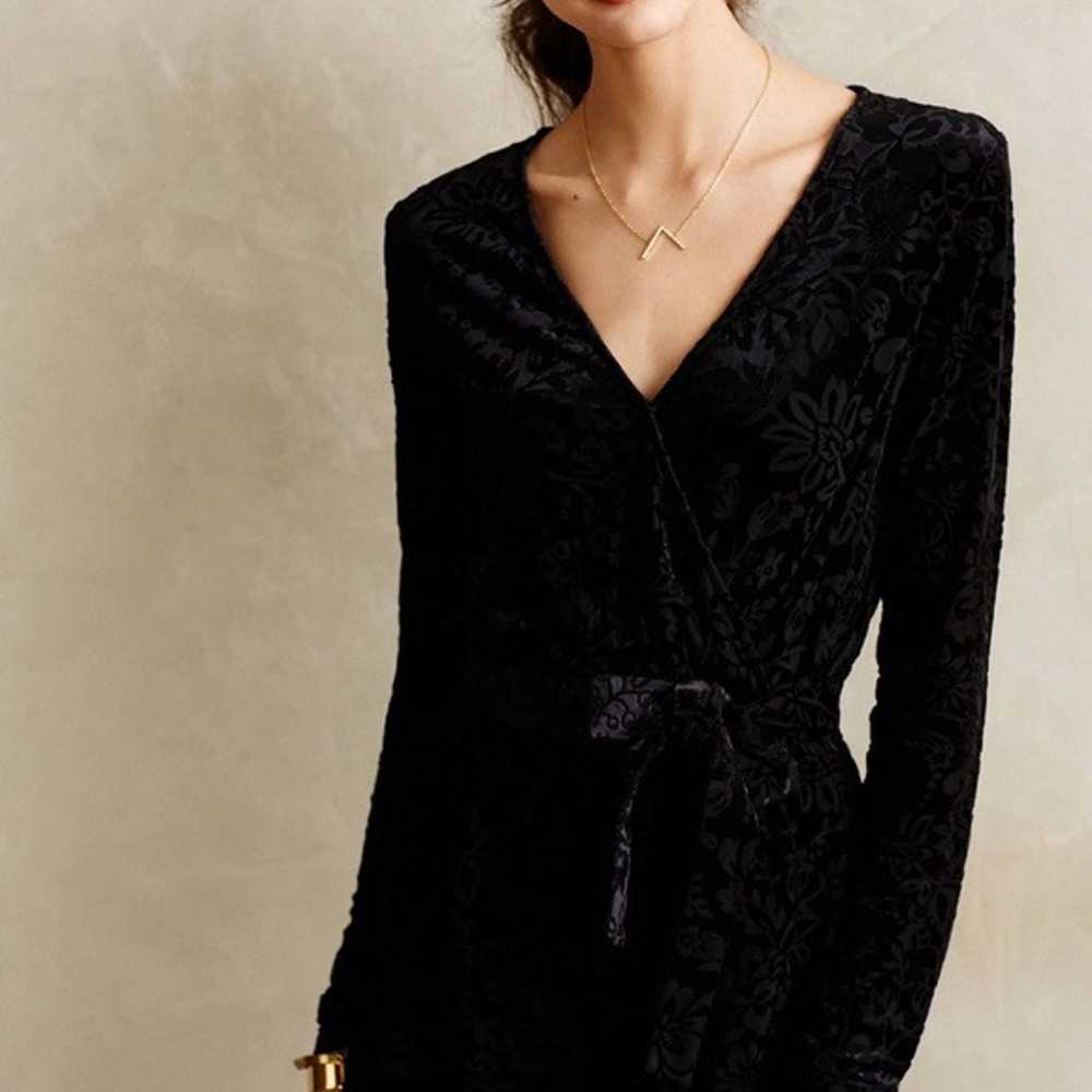 Anthropologie Velvet Burnout Romper, Black Versat… - image 2