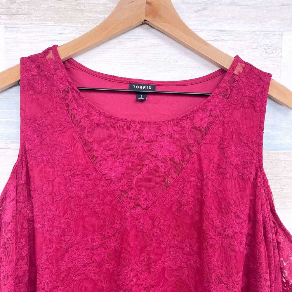 Other Torrid Lace Cold Shoulder Top Red Illusion … - image 2