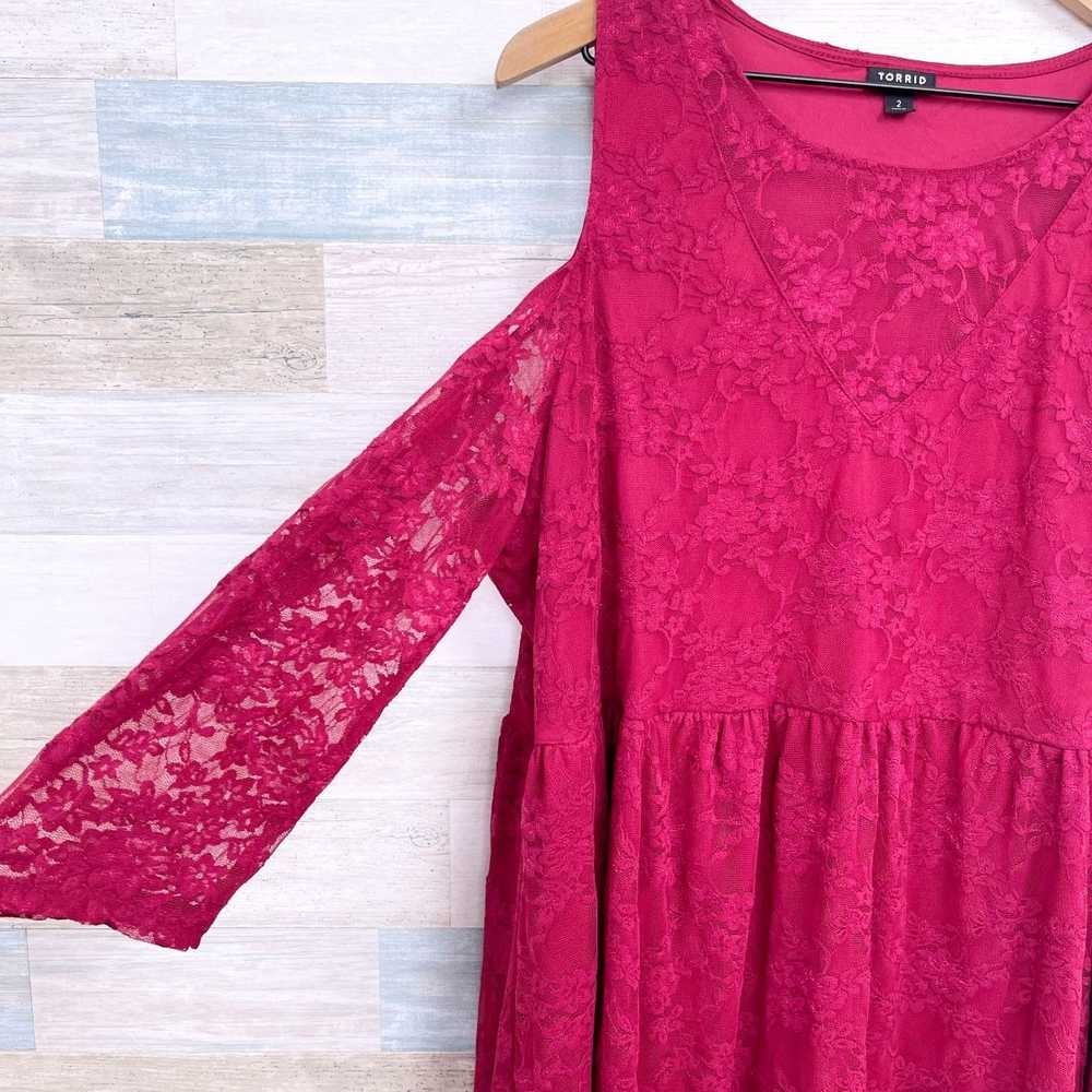 Other Torrid Lace Cold Shoulder Top Red Illusion … - image 3