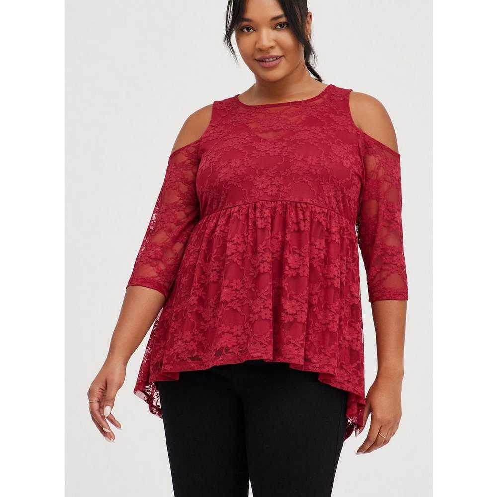 Other Torrid Lace Cold Shoulder Top Red Illusion … - image 7